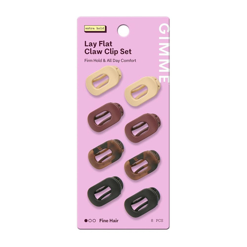 Gimme Mini Lay Flat Claw Clips, Assorted, 8count