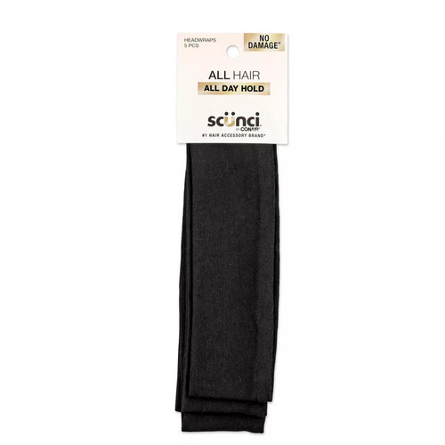 Scunci No Damage Stretch Headbands Black, 5count