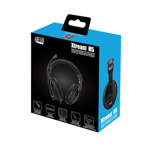 Adesso Xtream H5 Stereo Multimedia Headset with Microphone Black