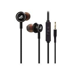 Brooklyn Audio Premium Angled Metal Corded Ear Buds with Microphone Black