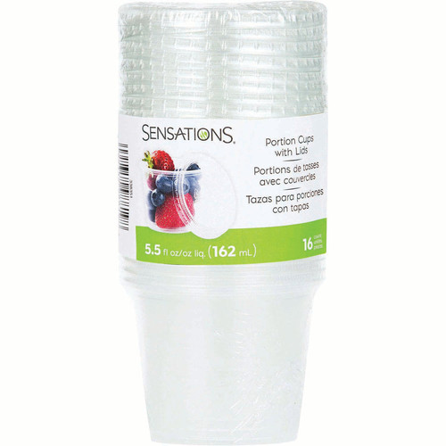 SENSATIONS Portion Cups with Lids 16 count, 5.5 oz