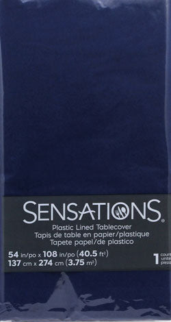 SENSATIONS Plastic Lined Tablecover Navy Blue