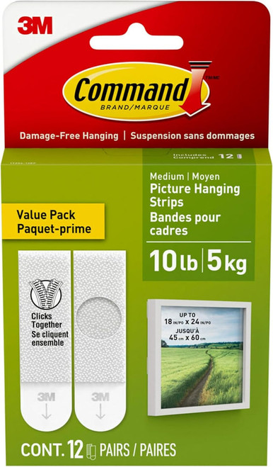 Command Picture Hanging Strips Medium, 12 pairs