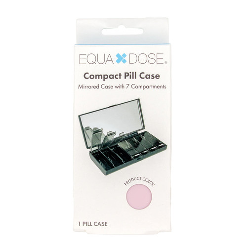 EQUADOSE Weekly Pill Case 7-Day Medicine Organizer with Mirror Black