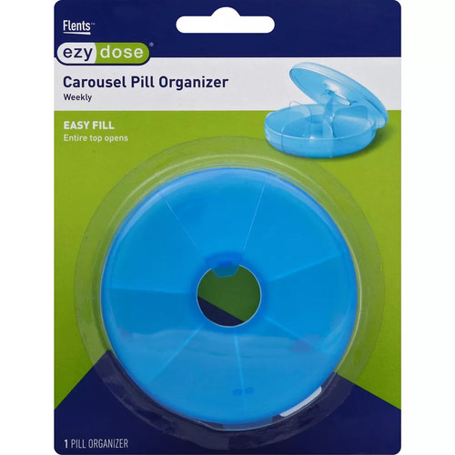 ezy dose Round Pill Organizer Compact Daily Medication Storage Case Assorted Colors