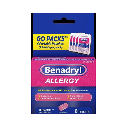 Johnson & Johnson Benadryl Allergy Ultratabs Go Packs Allergy Relief Tablet