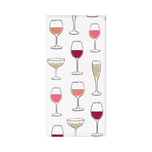 MUkitchen Print Towel Wine Glasses