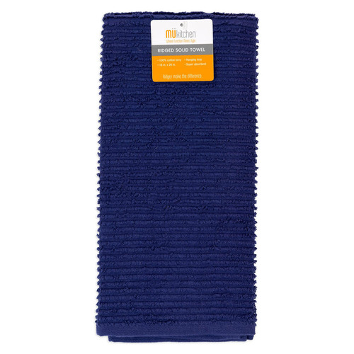 MUkitchen Cotton Ridged Dishtowel Ink Blue