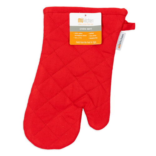 MUkitchen Cotton Terry Lined Oven Mitt Crimson