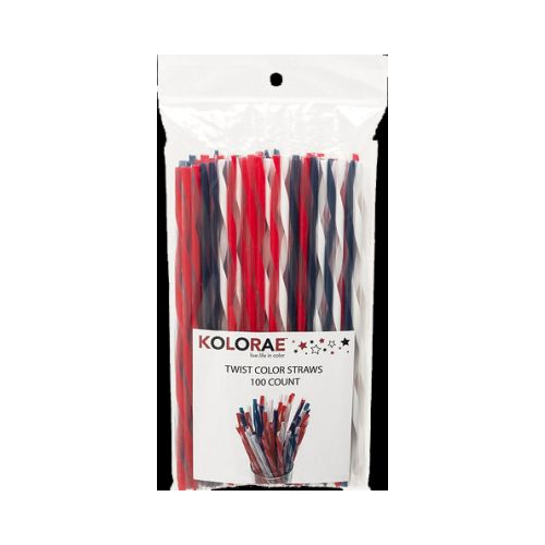 KOLORAE AMERICANA TWIST COLOR STRAWS 100 COUNT
