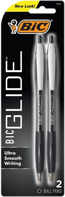 BiC Glide Retractable Ballpoint Pen Black, 2 ct