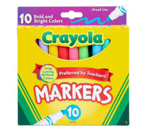 Crayola Broad Line Markers Bold & Bright Colors, 10 count