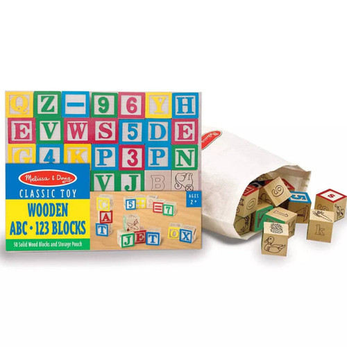 Melissa & Doug Deluxe Wooden ABC and 123 Blocks Set, 50 count