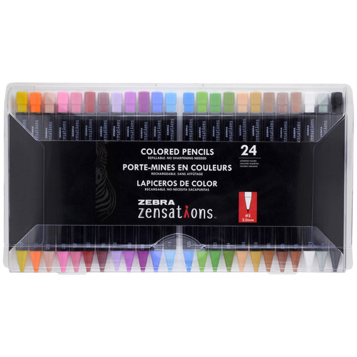 Zebra Pen Zensations Mechanical Colored Pencils 2.0mm Point Size, 24-Count