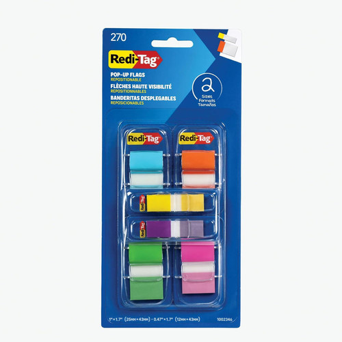 Redi-Tag Pop-Up Page Flags Assorted Colors, 270 Count