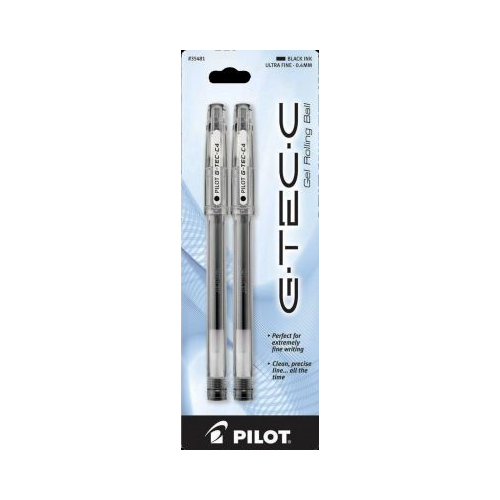 Pilot G-TEC-C Gel Ink Pens, Ultra Fine Point 0.4mm, Black, 2 Count
