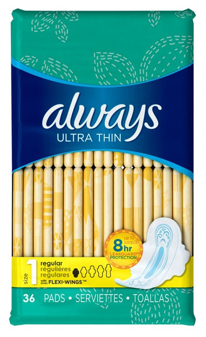 Always Pads Size 1 Ultra Thin 36 Count Regular