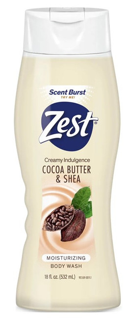 Zest Body Wash Cocoa Butter & Shea Moisturizing 18Oz
