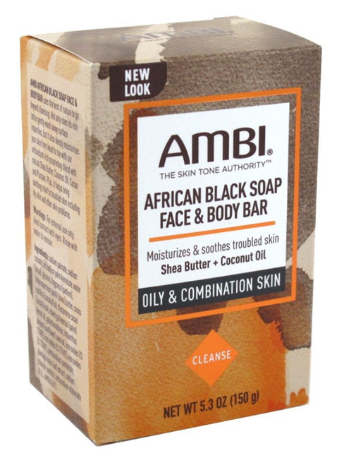 Ambi Face & Body Bar African Black Soap Oily/Combo 5.3Oz