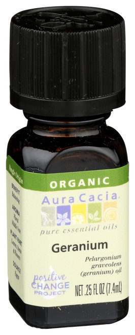 Aura Cacia, Certified Organic Geranium Essential Oil Bottle, 1 Each, 0.25 Oz
