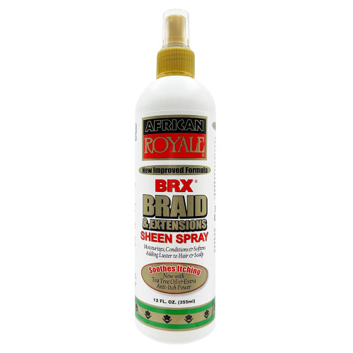 African Royale BRX Braid & Extensions Sheen Spray, Soothes Itching & Adds Shine, 12 Oz
