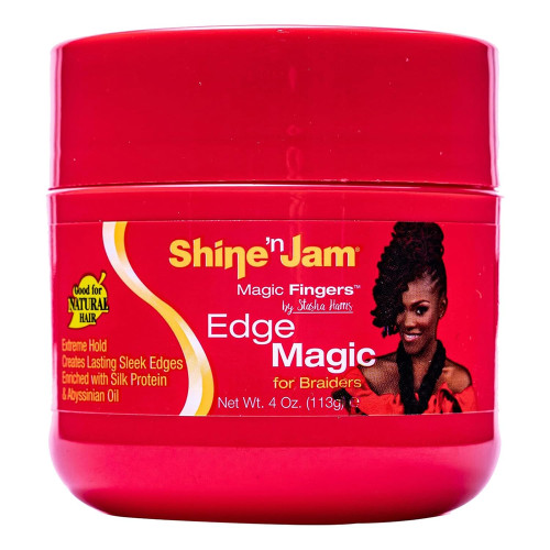 Ampro Shine N Jam Magic Fingers Edge Hair Gel, Edge Control & Silk Protein Strengthening, 4 Oz