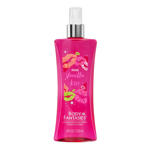 Body Fantasies Pink Vanilla Kiss Fantasy Body Spray, Soft & Romantic, 8 Oz