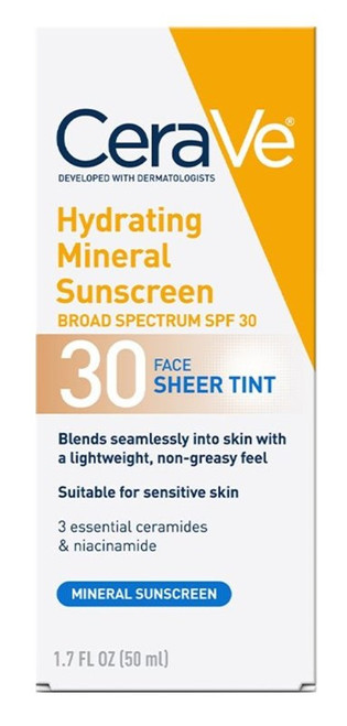 Cerave Sunscreen Hydrating Spf#30 Sheer Face & Body 3Oz