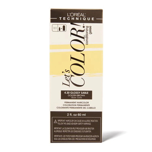 L'Oreal Lets Color 4.30 Glossy Sable Golden Brown Permanent Haircolor Warm & Radiant, 1 ea, 2 oz