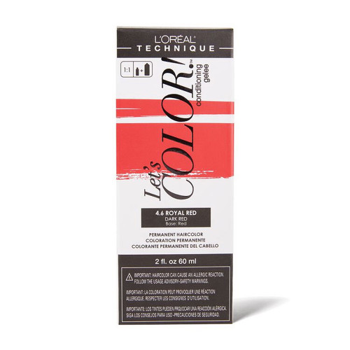 L'Oreal Let's Color 4.6 Royal Dark Red Permanent Haircolor Deep Red Shade, 1 ea