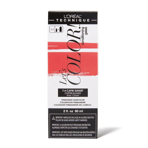 L'Oreal Let's Color 7.4 Capri Sunset Copper Blonde Permanent Haircolor Radiant & Fiery, 1 ea