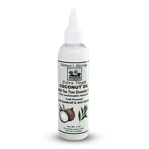 Nature Blessings Hair Coconut Oil with Tea Tree for Scalp Health, 4 Oz