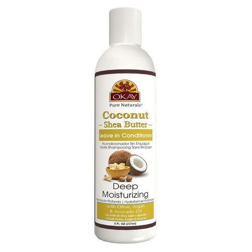 Okay Coconut & Shea Butter Leave-In Conditioner for Hydration, 8 Oz