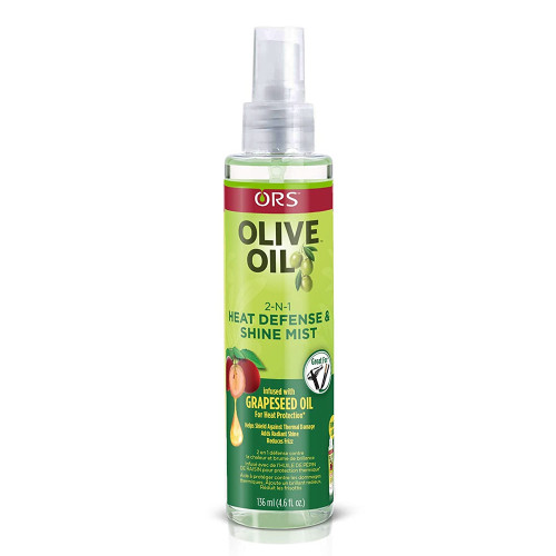 ORS Olive Oil with Grapeseed Oil 2-in-1 Heat Defense & Shine Mist for Protection, 4.6 Oz