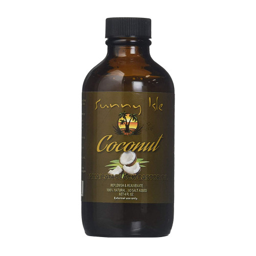 Sunny Isle Coconut Jamaican Black Castor Oil for Hydration & Shine, 4 Oz