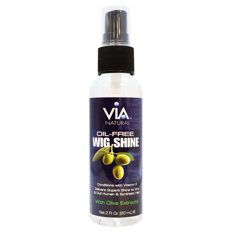 Via Natural Oil-Free Wig Shine with Olive Oil for Lightweight Gloss, 2 Oz