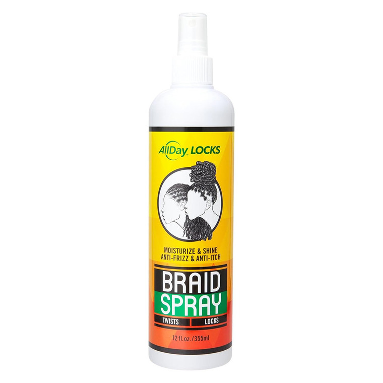 Allday Locks Braid Spray Hydrating Mist Frizz Control Scalp Soothing 12 oz