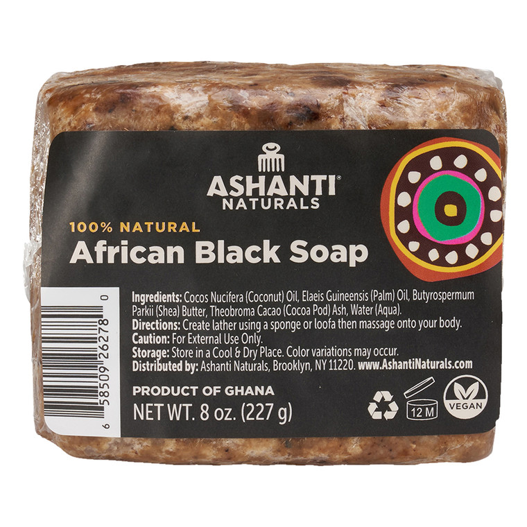 Ashanti Naturals 100% Black Soap Fragrance Free Block for Men, 8 oz