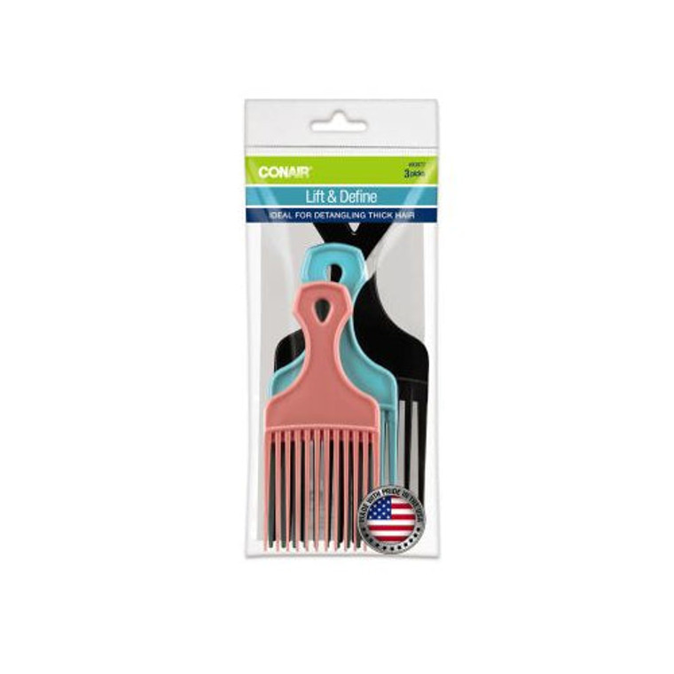 Conair Hair Pick Combs, 3 Pack
