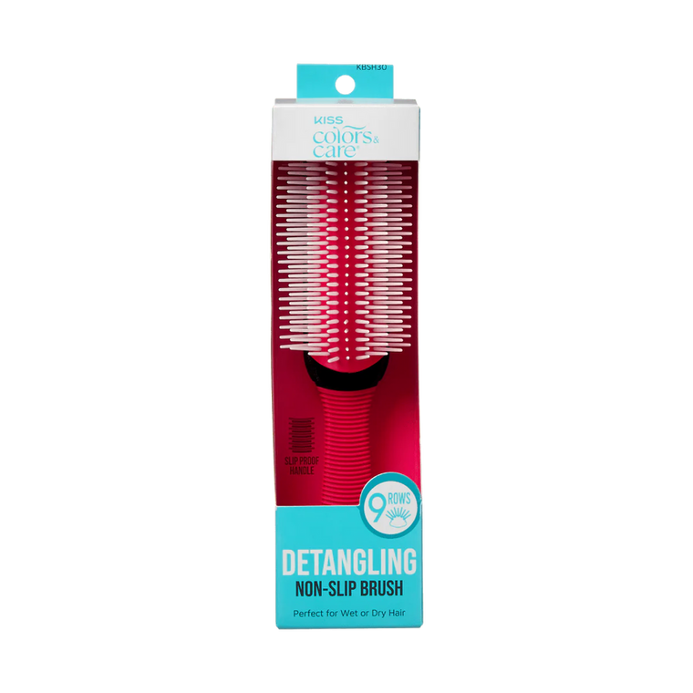 KISS Colors & Care Glide & Define Non-Slip 9 Row Detangling Brush