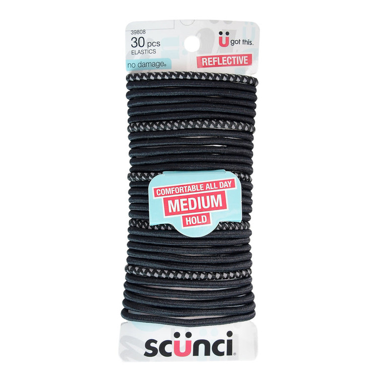 Sc??nci Everyday & Active No Damage Hair Elastics Black, 30 CT