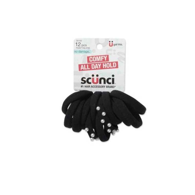 Scunci Hoisery Pearl Ponytailers, 12 pk