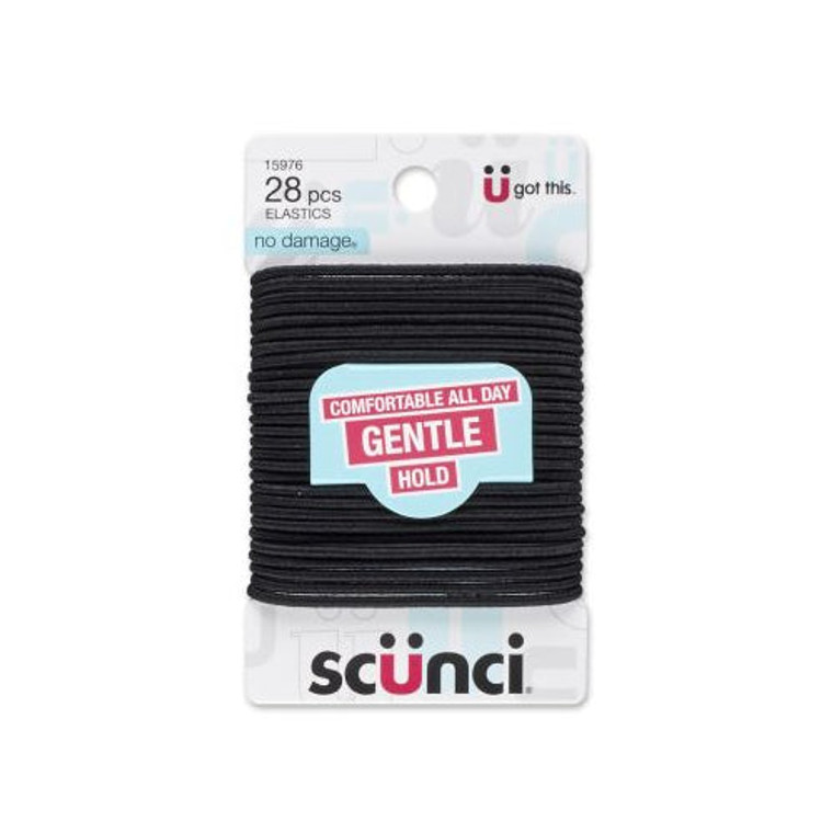 Scünci No Damage Gentle Hold Medium Hair Elastics Black, 28 CT