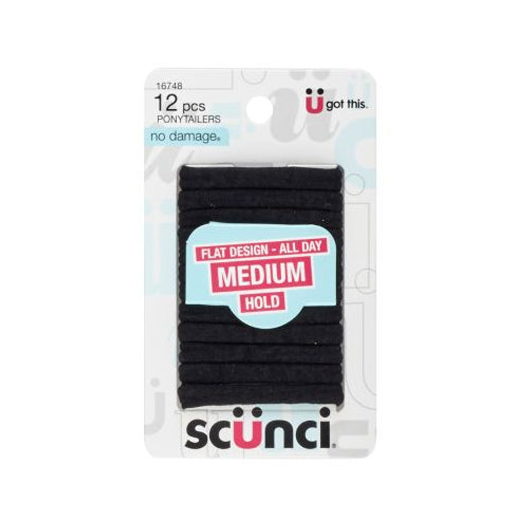 Sc??nci No Damage Soft Ponytailers Black, 12 CT