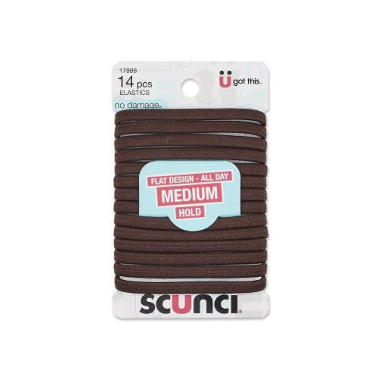 Scünci No Damage Flat Elastics Brown, 14 CT