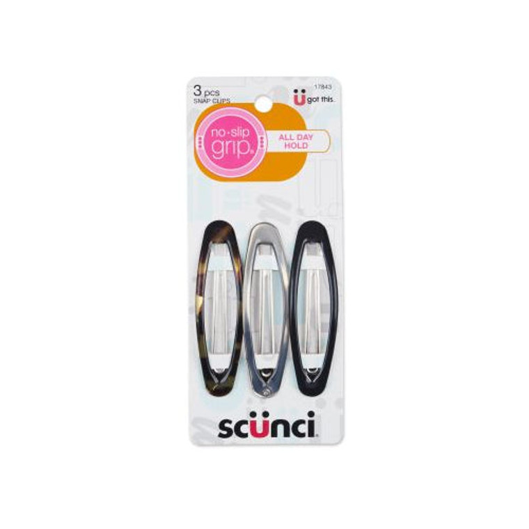 Scünci No-slip Grip Oval Jaw Clips, 3 CT