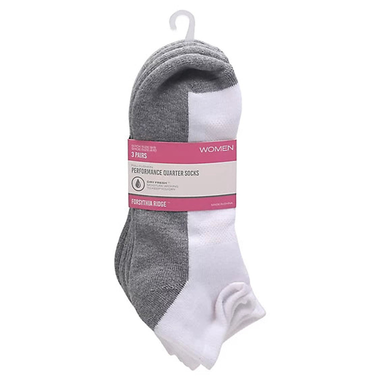 Forsythia Ridge Women's Full Cushion Quarter Socks, 3 pack