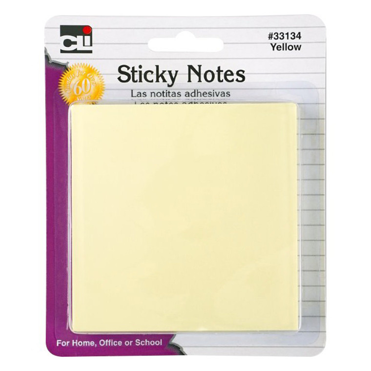 Charles Leonard Inc Sticky Notes Yellow, 4 Ea