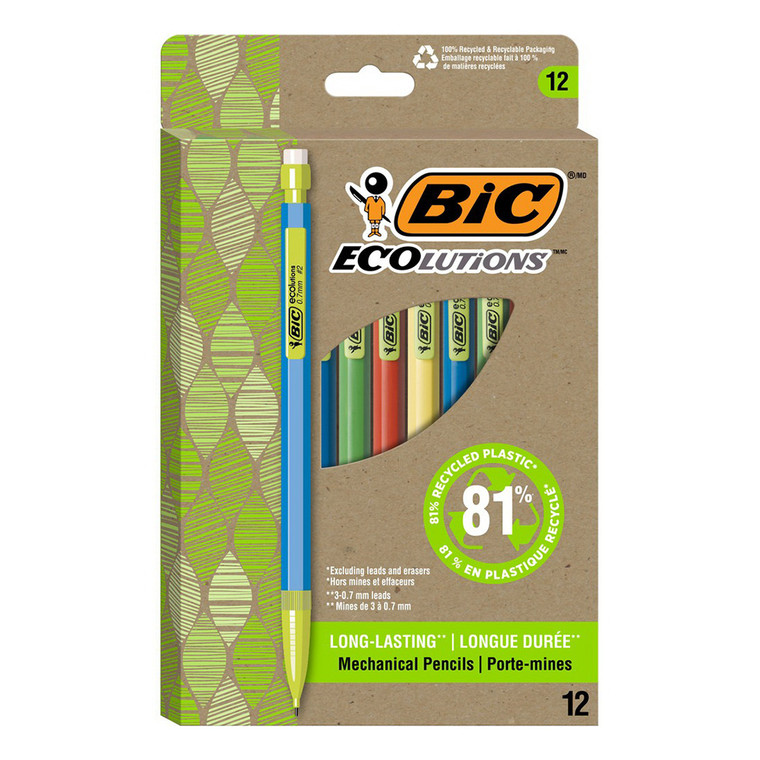 Bic Ecolutions Xtra Life Mechanical Pencil Recycled Barrel, 12 Ea