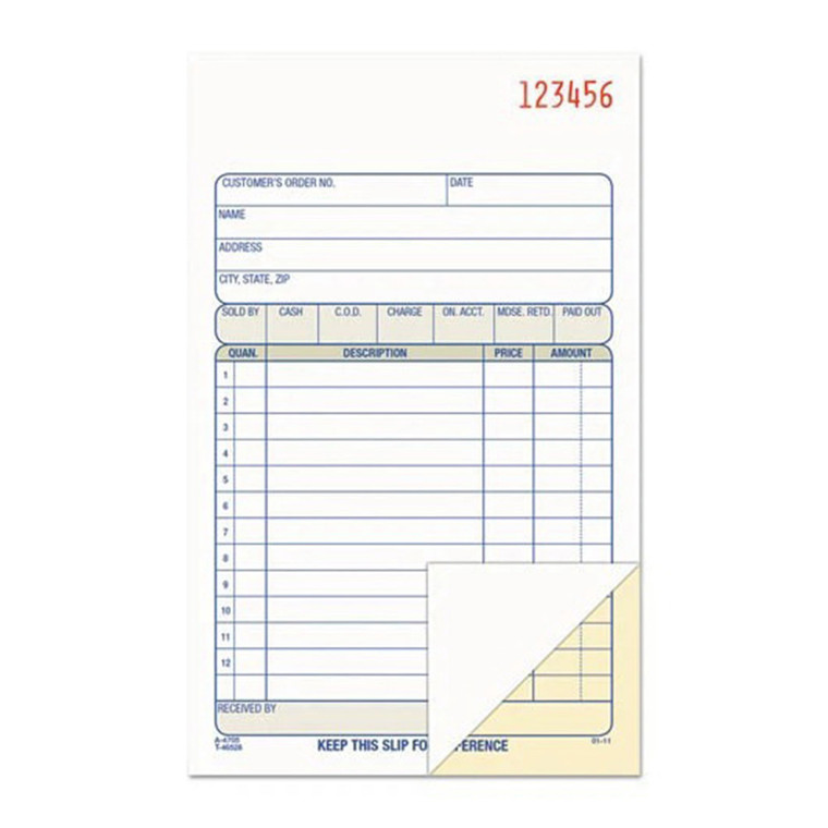 Adams Carbonless Sales Order Book Two Part Record Pad, 50 Sheets